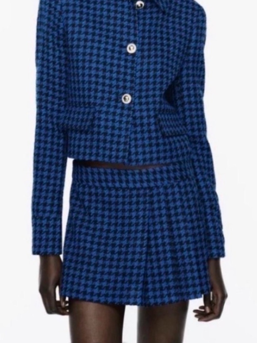 Zara Blue and Black Houndstooth Pocket Square skirt